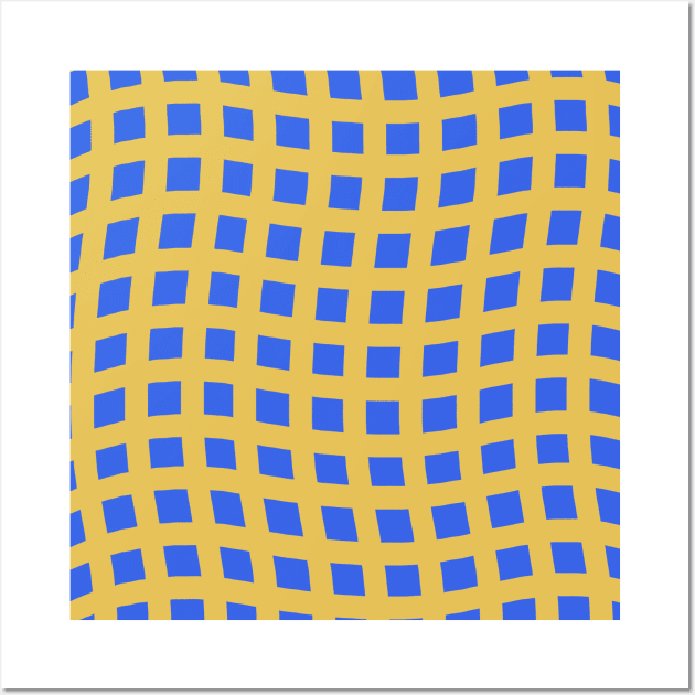 Curvy Grid Pattern (Blue and Yellow) Wall Art by cecececececelia